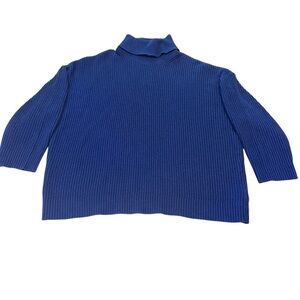 Michael Michael Kors XL‎ Chunky Knit Turtleneck Sweater Royal Blue Boxy
